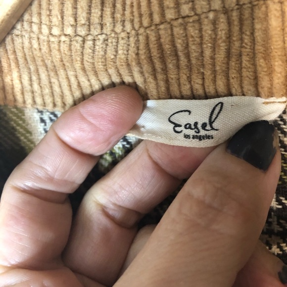 Easel Plaid Corduroy Jacket Sz M Shacket Barn Style Casual Gorpcore Boho Outdoor - Picture 7 of 8